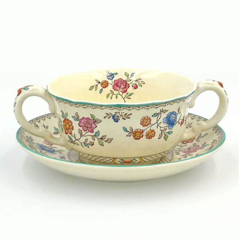 Copeland Spode Royal Jasmine Soup Coupe and Saucer