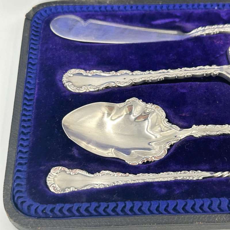 Hallmarked Silver Cased Four Piece Serving Cuttlery Set Sheffield 1903