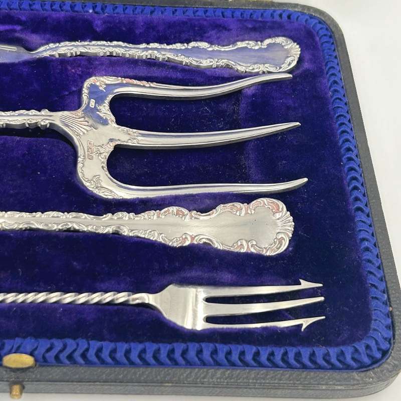 Hallmarked Silver Cased Four Piece Serving Cuttlery Set Sheffield 1903