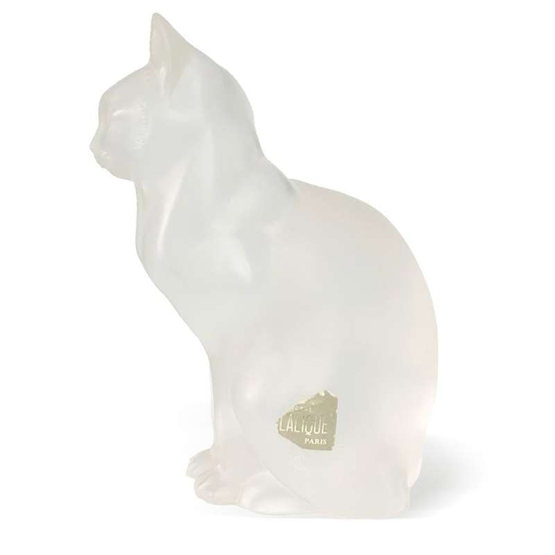 Lalique French Chat Assis  Crystal Cat Figurine