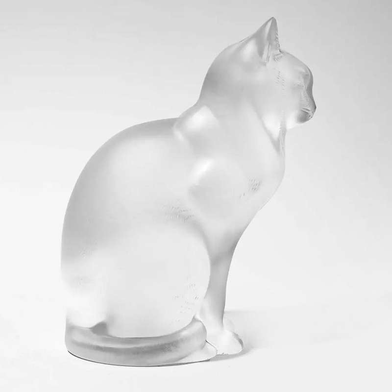 Lalique French Chat Assis  Crystal Cat Figurine