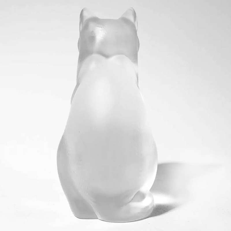 Lalique French Chat Assis  Crystal Cat Figurine