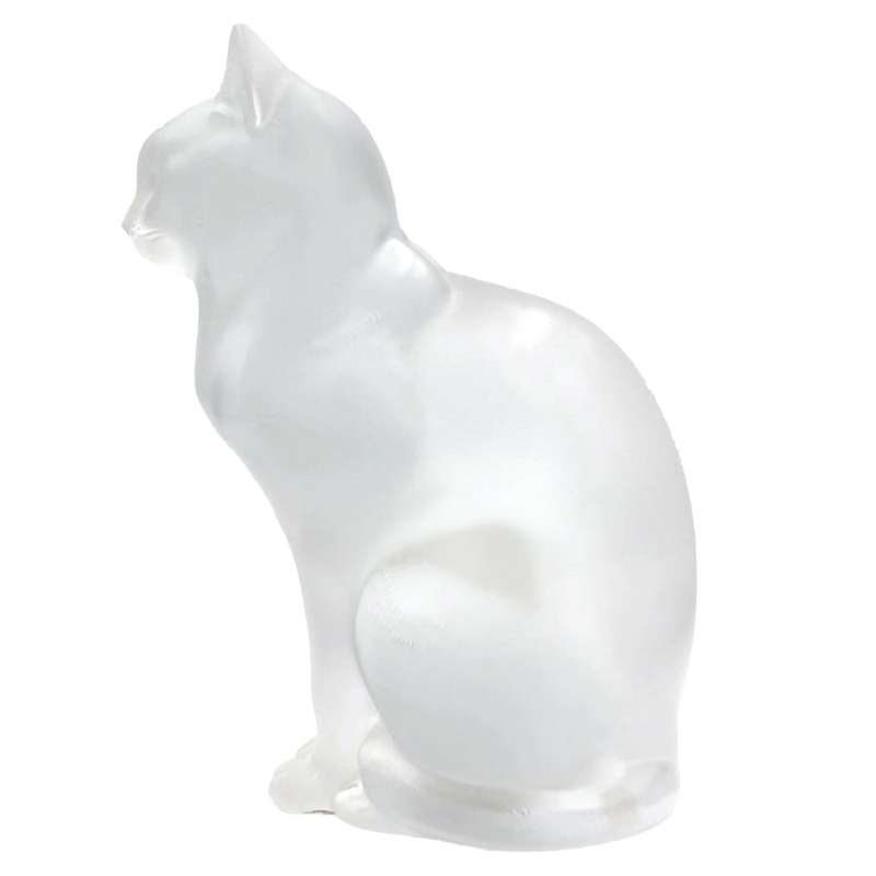 Lalique French Chat Assis  Crystal Cat Figurine