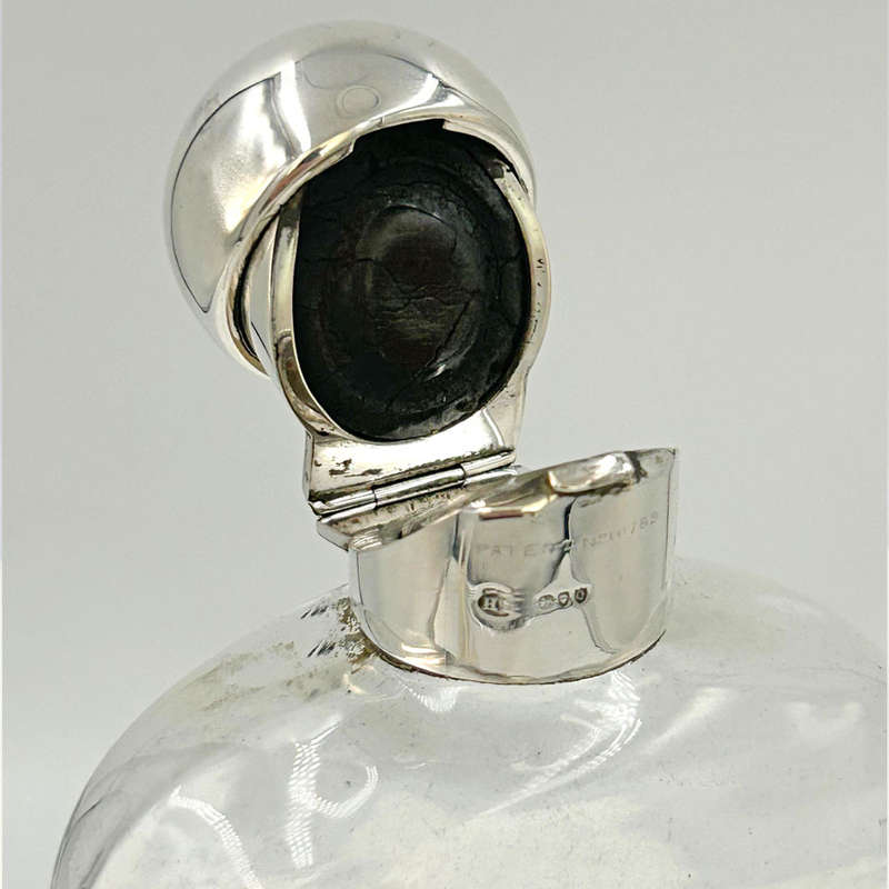Large Hallmarked Silver And Glass Hip Flask London 1891