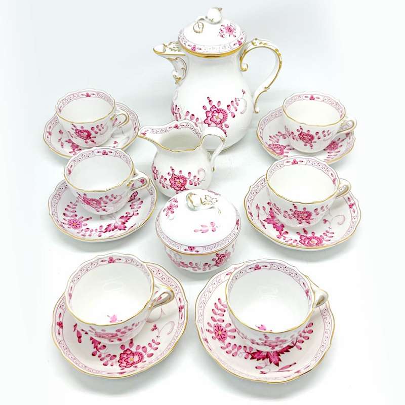 Meissen  Purple Indian Flowers Coffee Service 20th