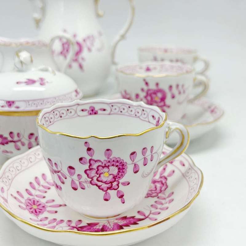 Meissen  Purple Indian Flowers Coffee Service 20th
