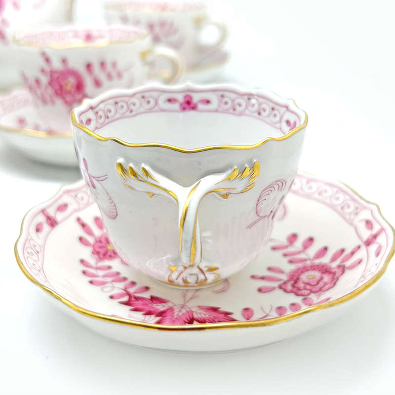 Meissen  Purple Indian Flowers Coffee Service 20th