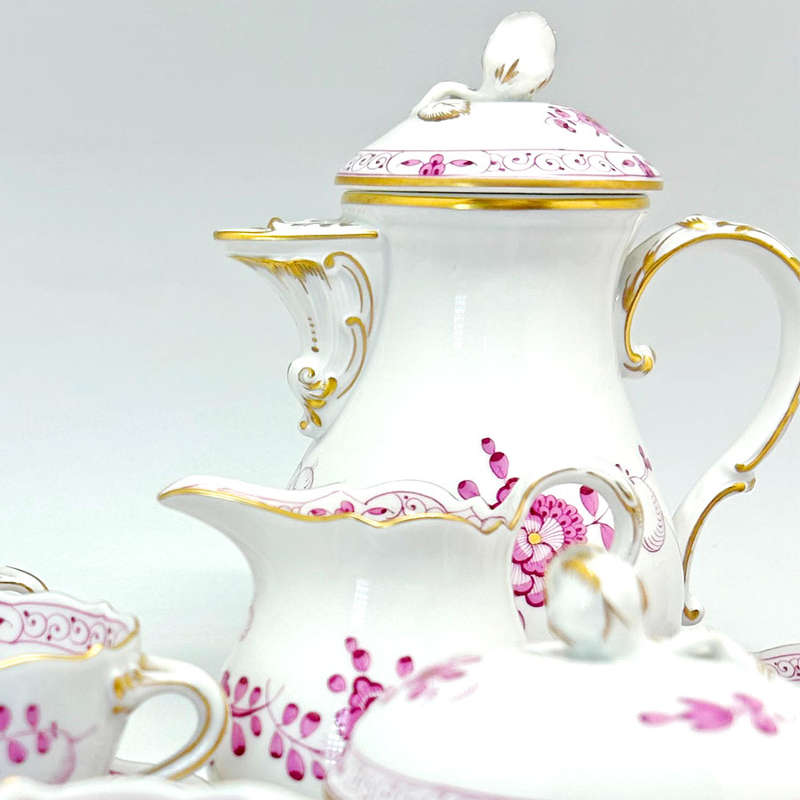 Meissen  Purple Indian Flowers Coffee Service 20th