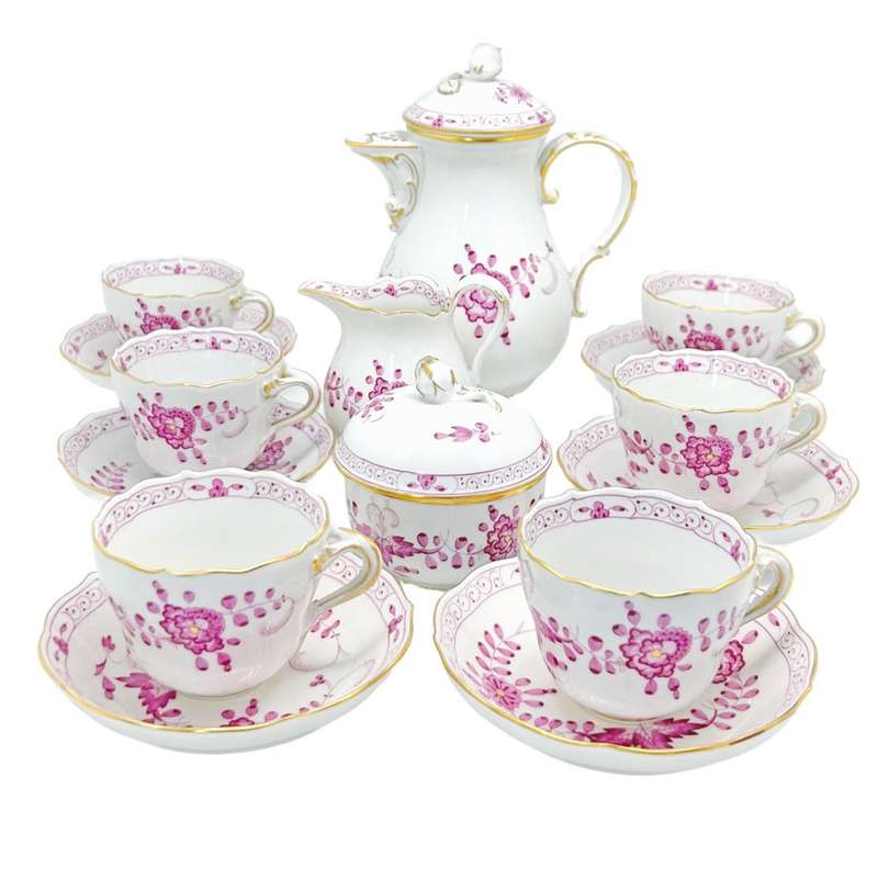 Meissen  Purple Indian Flowers Coffee Service 20th