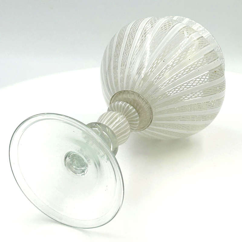 Murano Venetian Three Bubble Glass Goblet