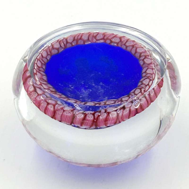 Murano Glass Girl In Garden Millefiori Paperweight