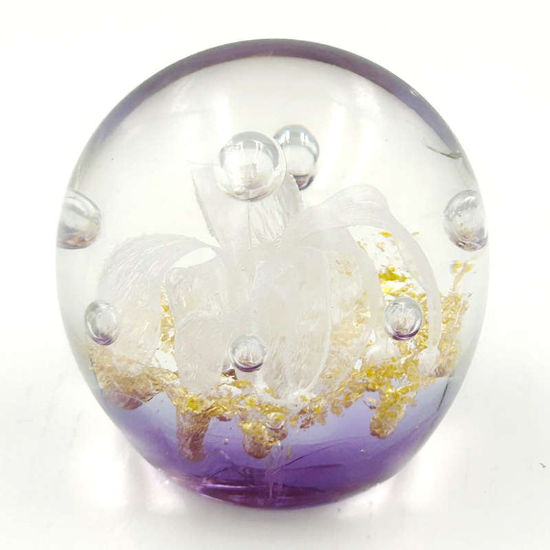 Murano Glass White Flower Paperweight 20th