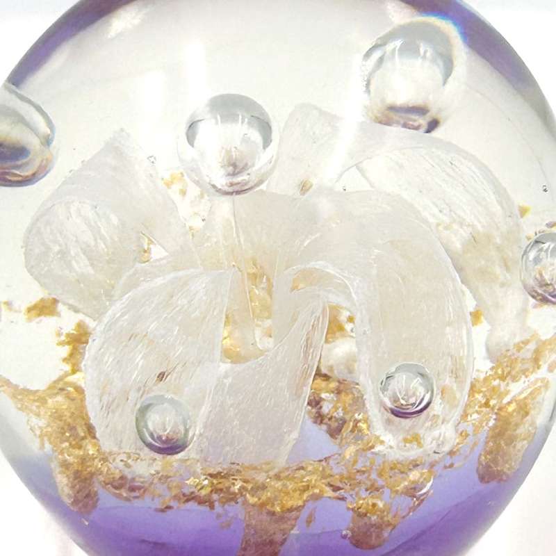 Murano Glass White Flower Paperweight 20th