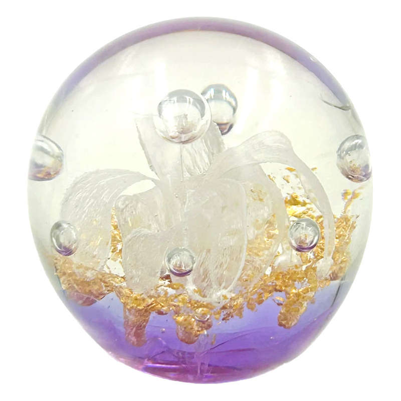 Murano Glass White Flower Paperweight 20th