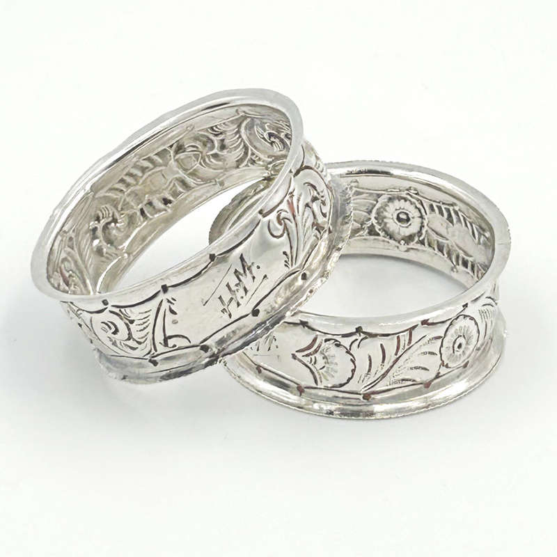 Pair Hallmarked Sterling Silver Serviette Rings Birmingham 1910