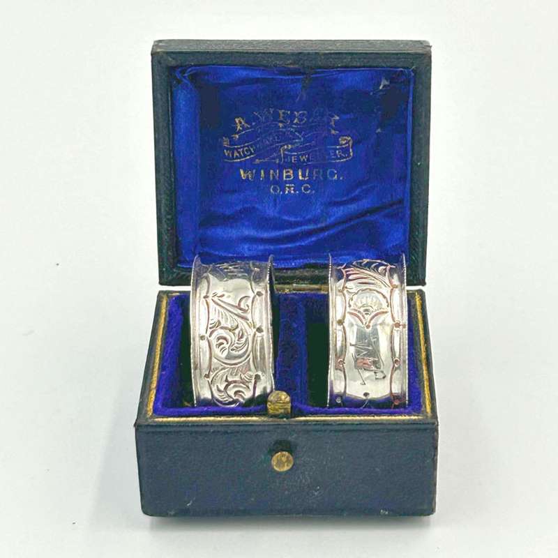 Pair Hallmarked Sterling Silver Serviette Rings Birmingham 1910