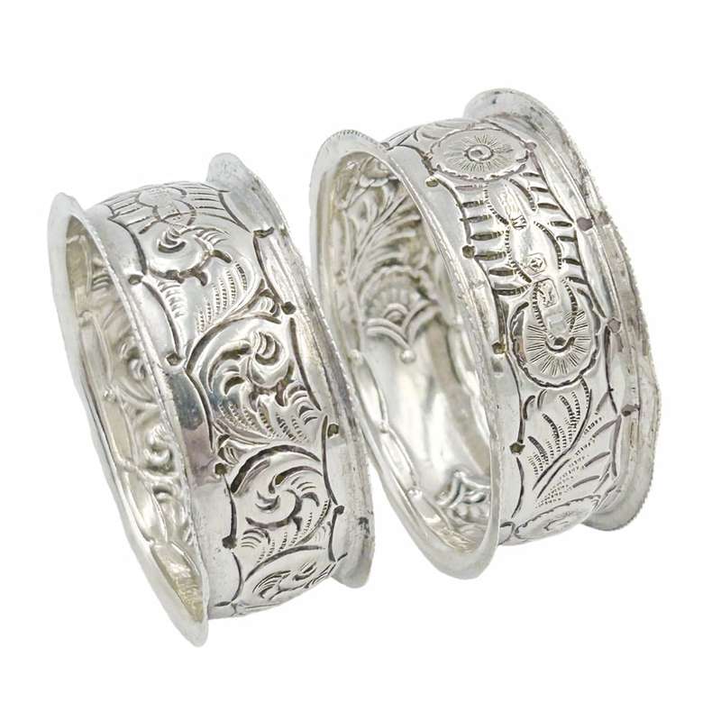 Pair Hallmarked Sterling Silver Serviette Rings Birmingham 1910