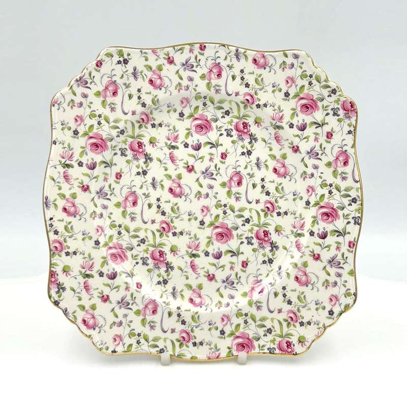 Royal Winton Pink Cabbage Rose Chintz Large Cake Plate