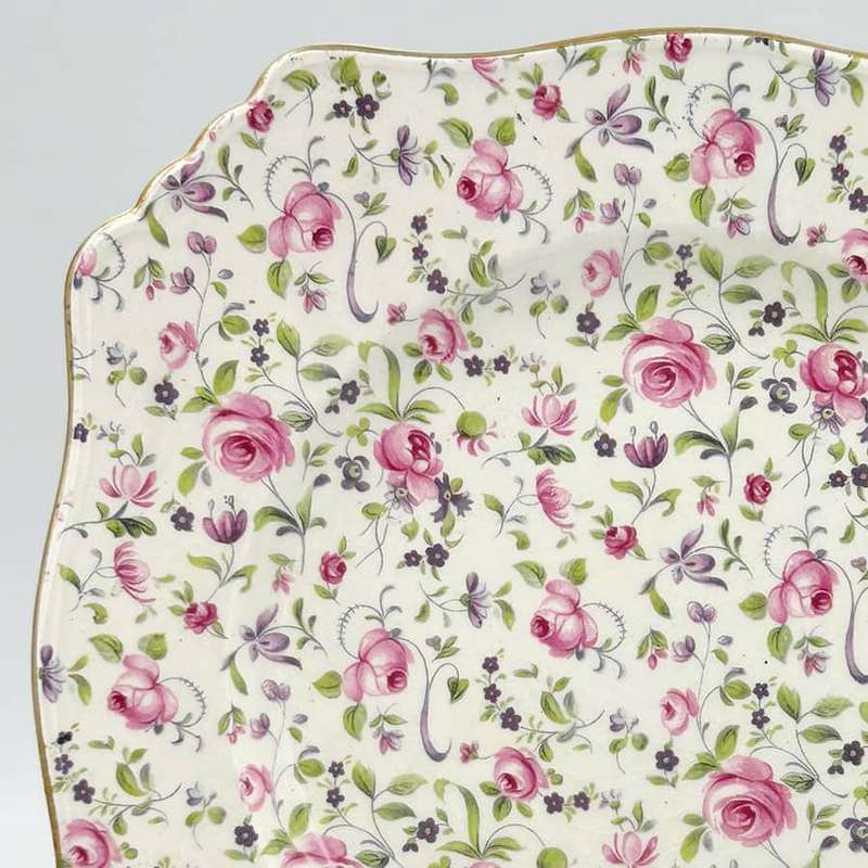 Royal Winton Pink Cabbage Rose Chintz Large Cake Plate