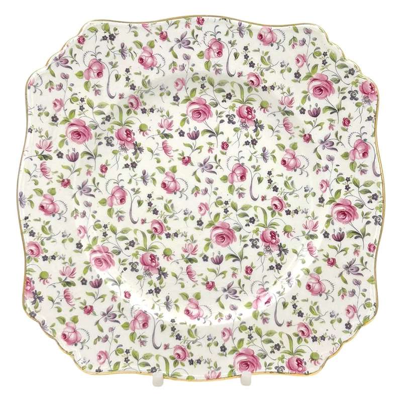 Royal Winton Pink Cabbage Rose Chintz Large Cake Plate