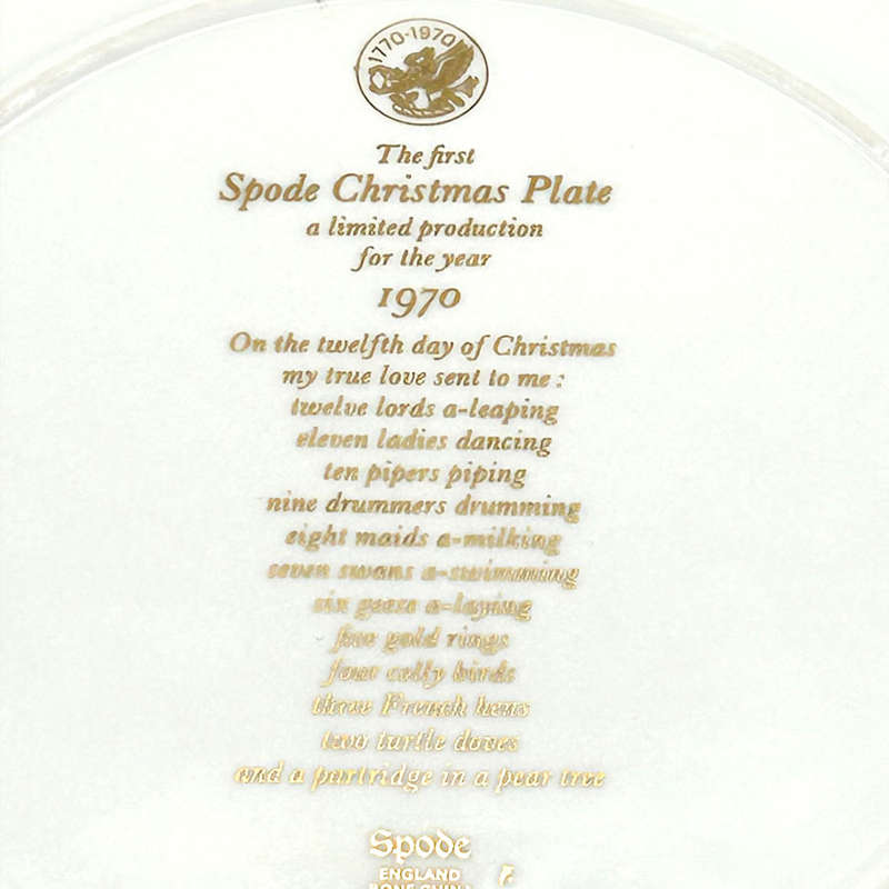Spode Christmas Plate On The 12th Night 1970