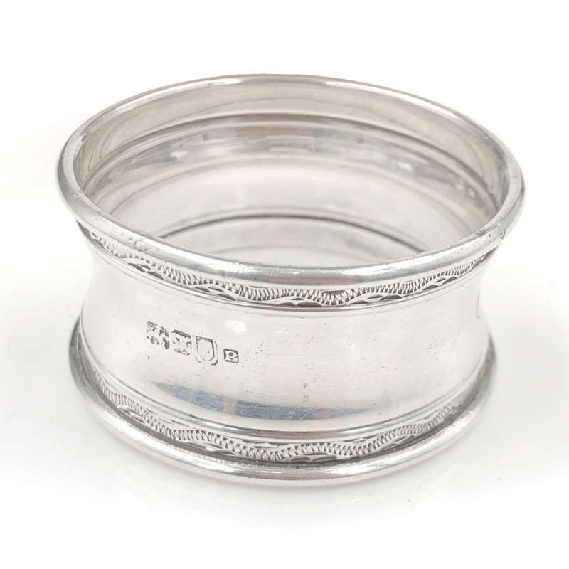 Sterling Silver Serviette Ring Monogramed A