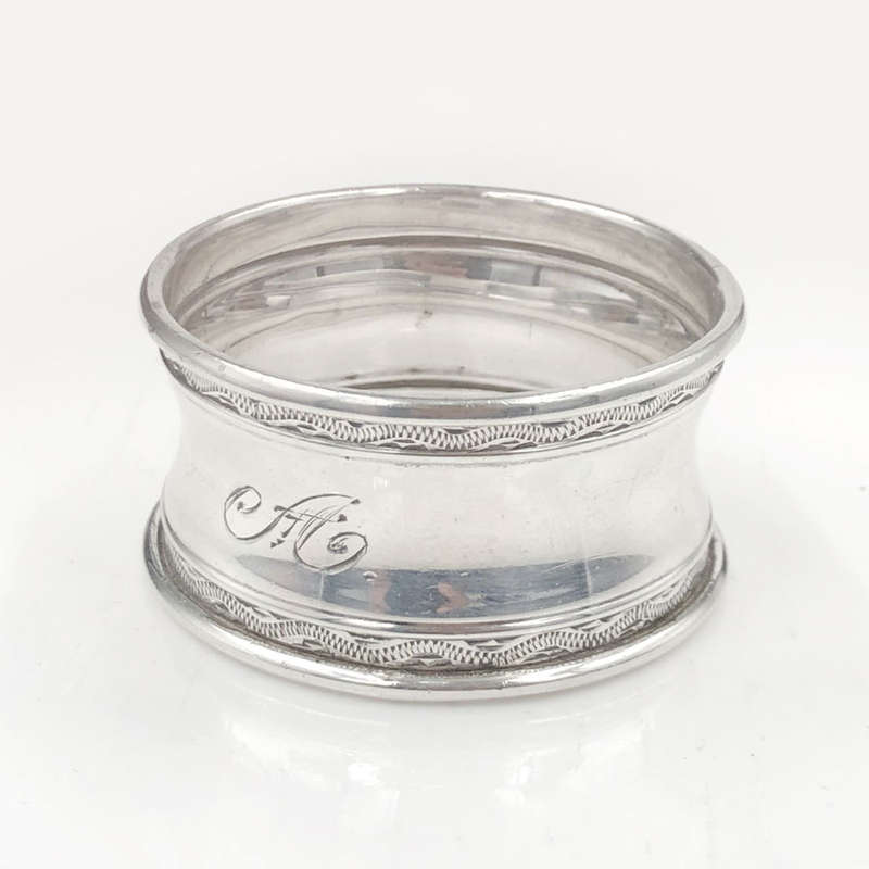 Sterling Silver Serviette Ring Monogramed A