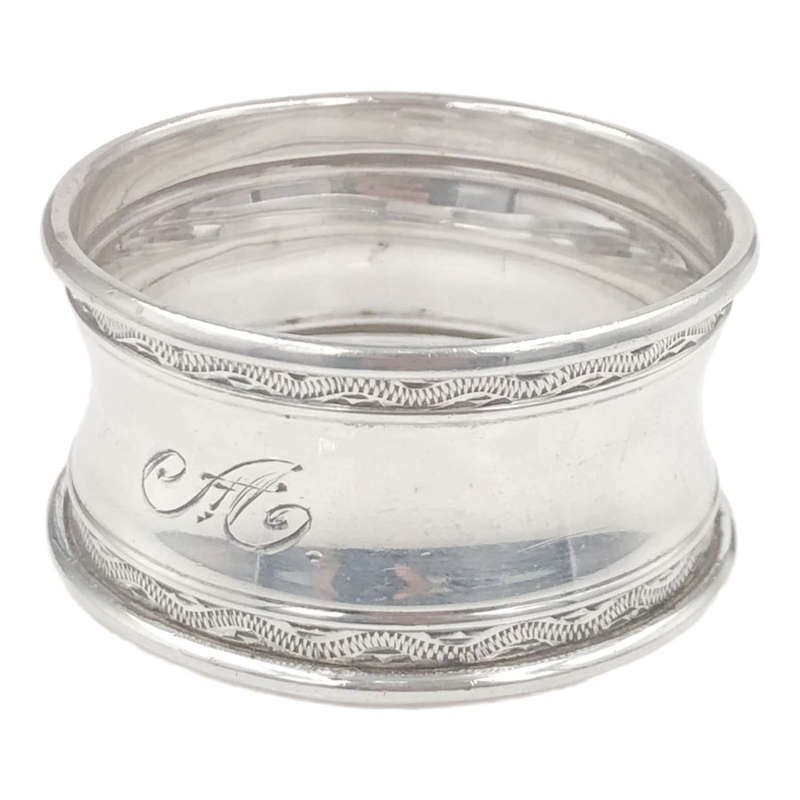 Sterling Silver Serviette Ring Monogramed A