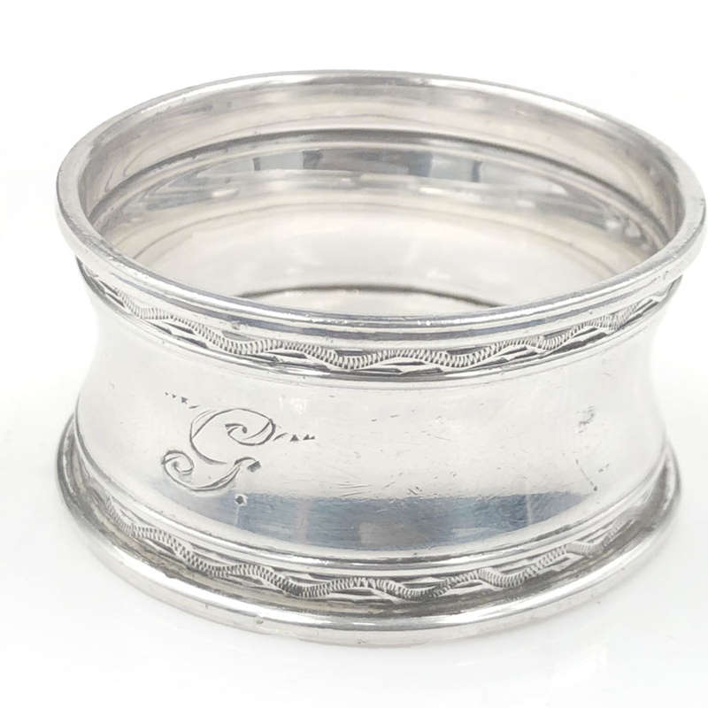 Sterling Silver Serviette Ring Monogramed  G