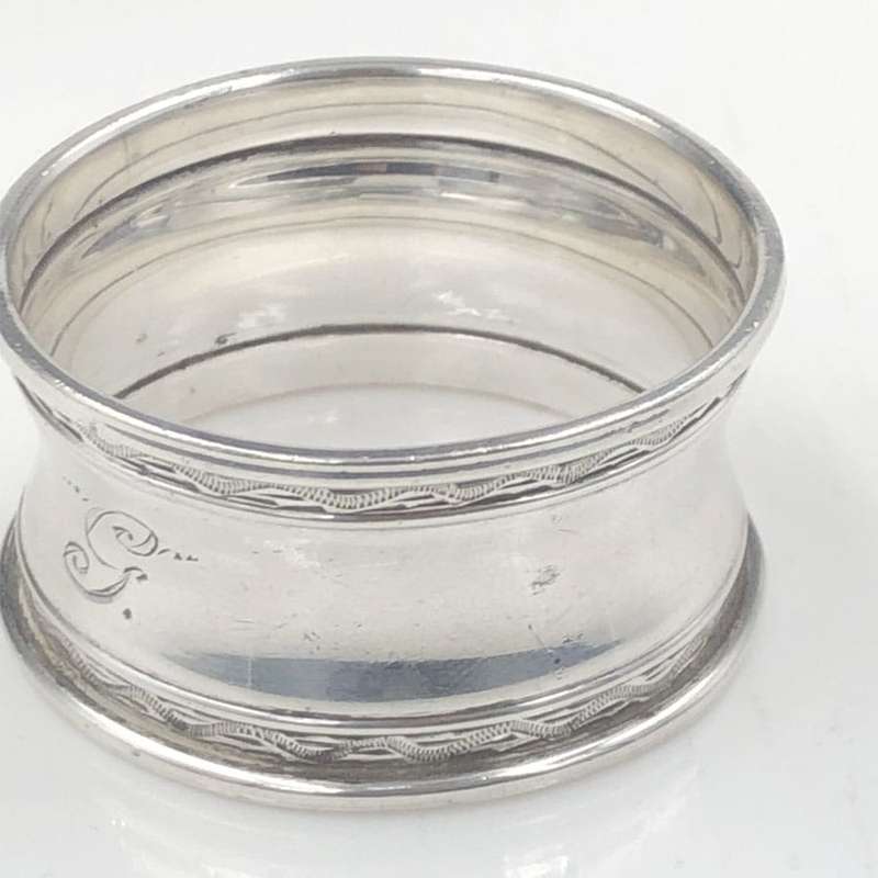 Sterling Silver Serviette Ring Monogramed  G