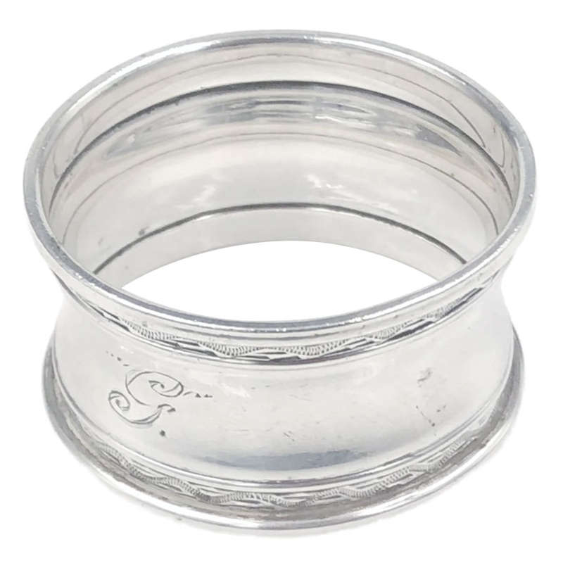Sterling Silver Serviette Ring Monogramed  G