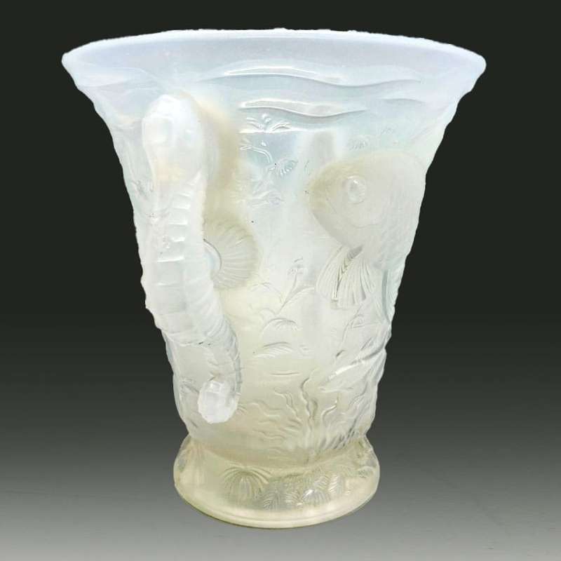 Art Deco Aquarium Art Glass Barolac Vase by Josef Inwald C1930