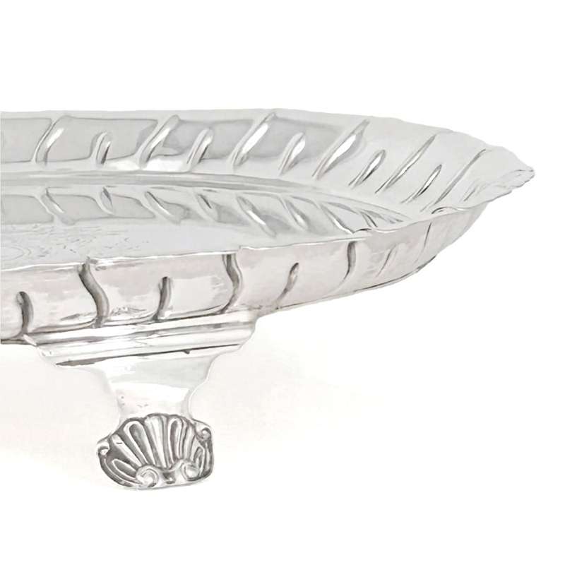 Georgian Hallmarked Silver Salver Sheffield 1758 On Scroll Shell Feet