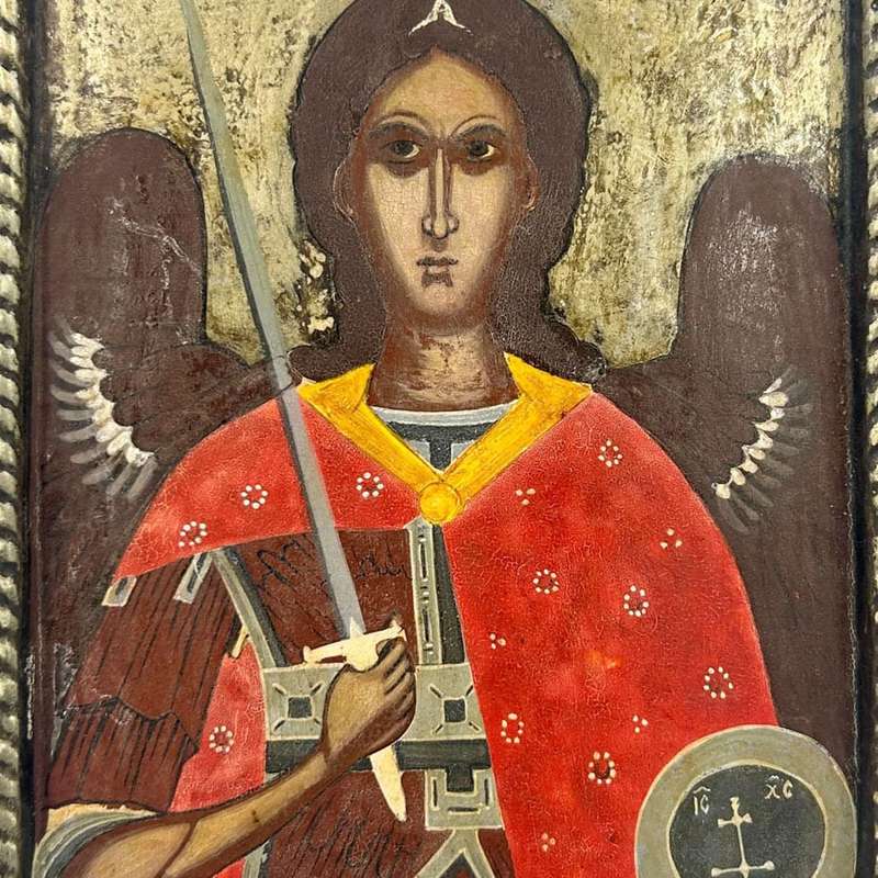 Greek The Archangel Michael  Icon 950 Silver Framed 20th