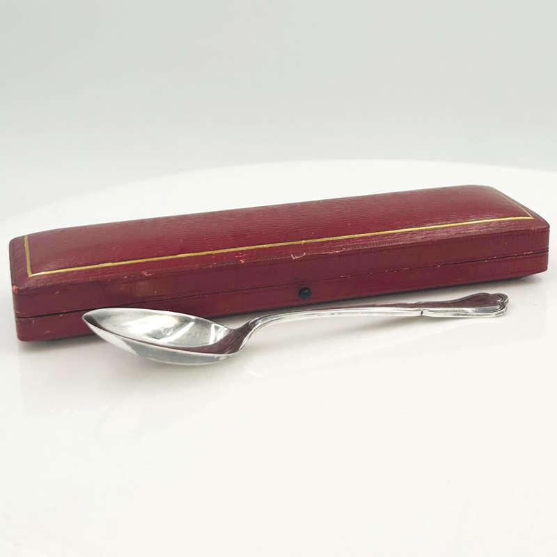 Hallmarked Silver Boxed Feeding Spoon Sheffield  1911