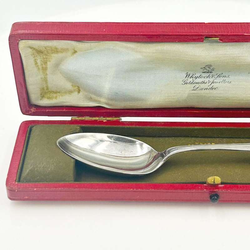 Hallmarked Silver Boxed Feeding Spoon Sheffield  1911
