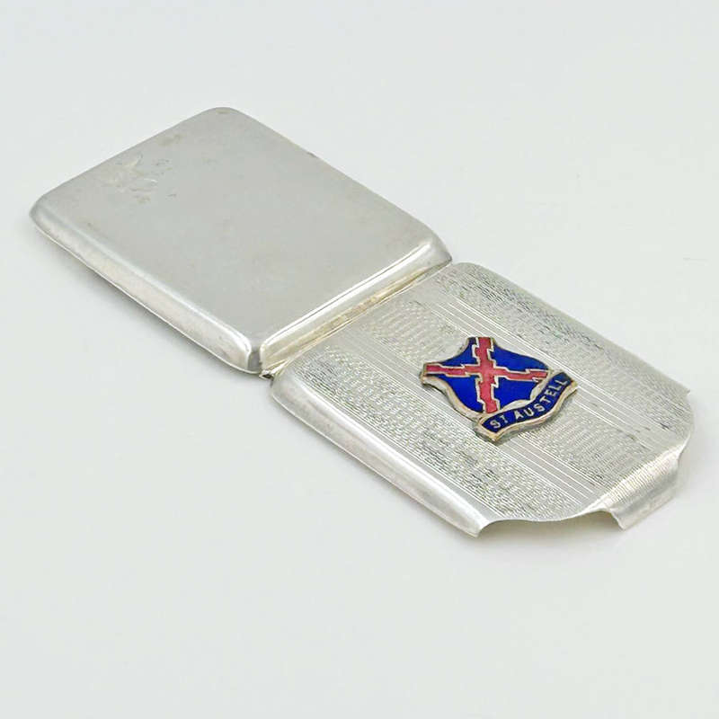 Hallmarked Silver Saint Austell Match Holder Birmingham 1928