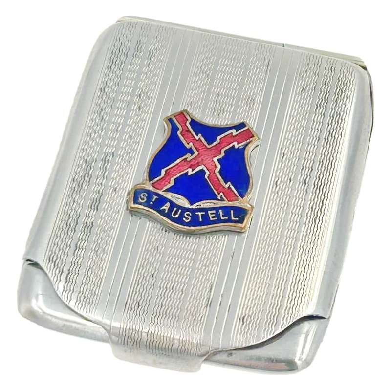 Hallmarked Silver Saint Austell Match Holder Birmingham 1928