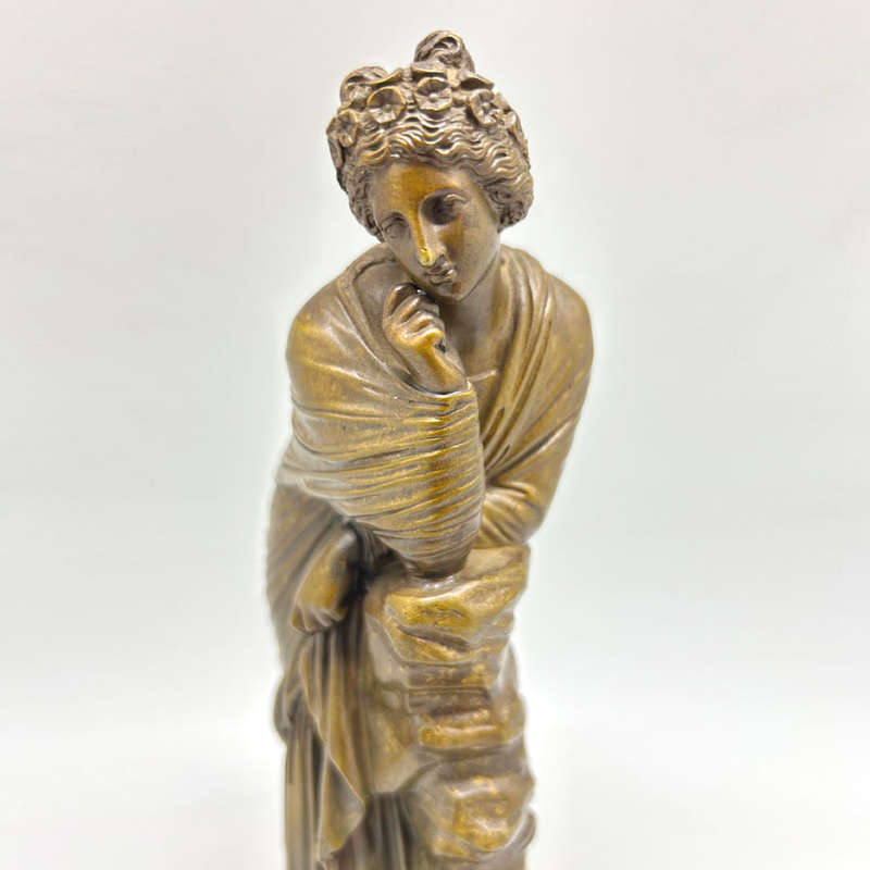 Late 19th Century Figural Bronze Of A Lady In Thought Signed