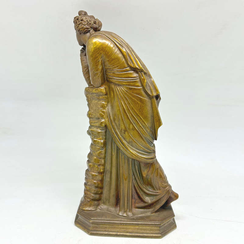 Late 19th Century Figural Bronze Of A Lady In Thought Signed