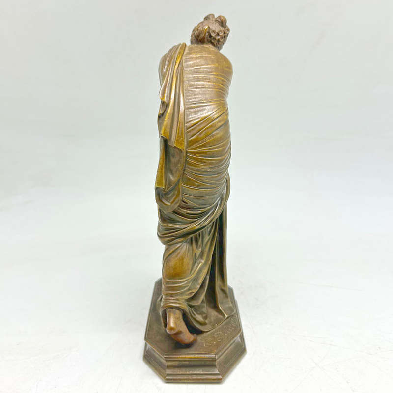 Late 19th Century Figural Bronze Of A Lady In Thought Signed