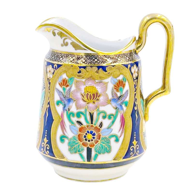 Noritake Japan Maruki Seal Gold Flowers and Birds Tea Milk Jug