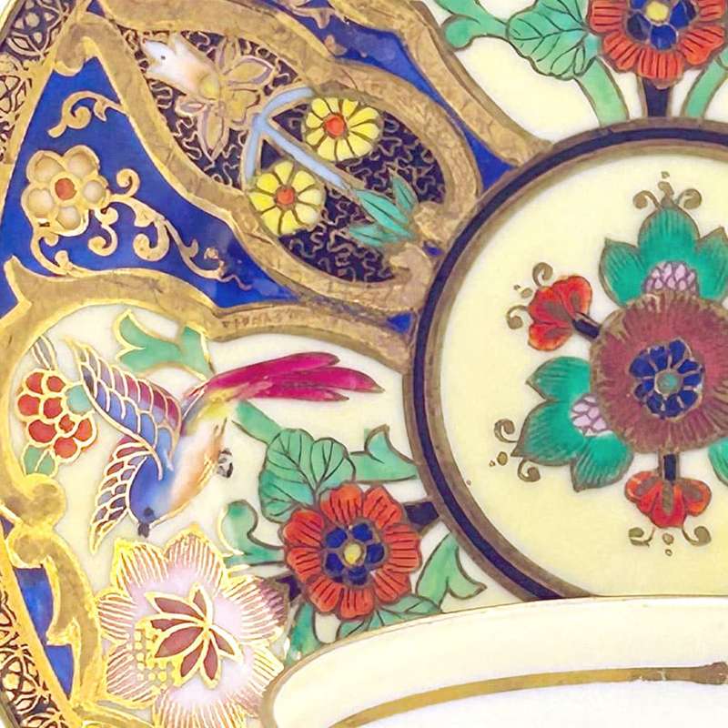 Noritake Japan Maruki Seal Gold Flowers and Birds Tea Trio