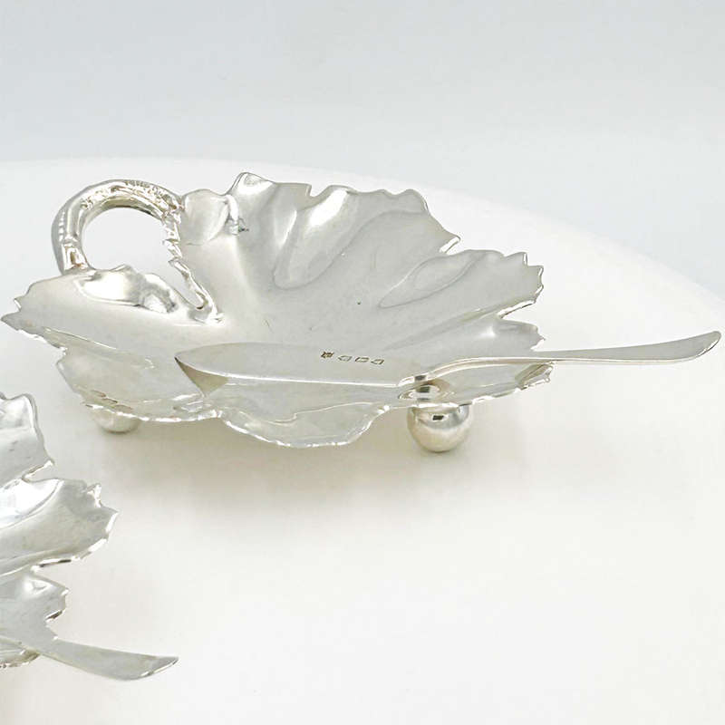 Victorian Hallmarked Silver Boxed Butter Serving Set London 1892