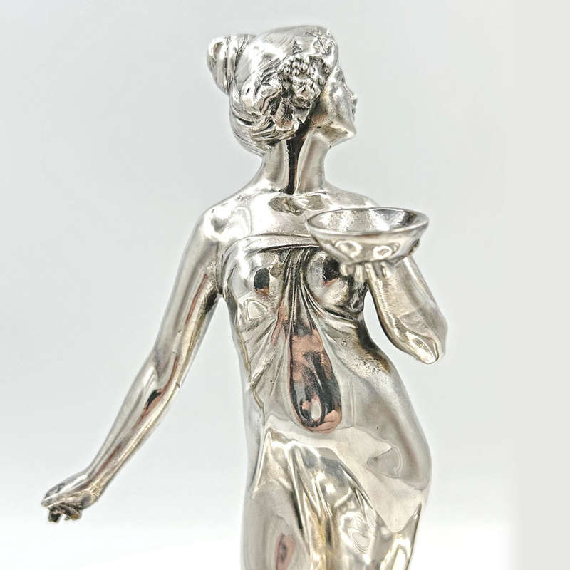 WMF Silvered Art Nouveau Maiden Card Tray C1910