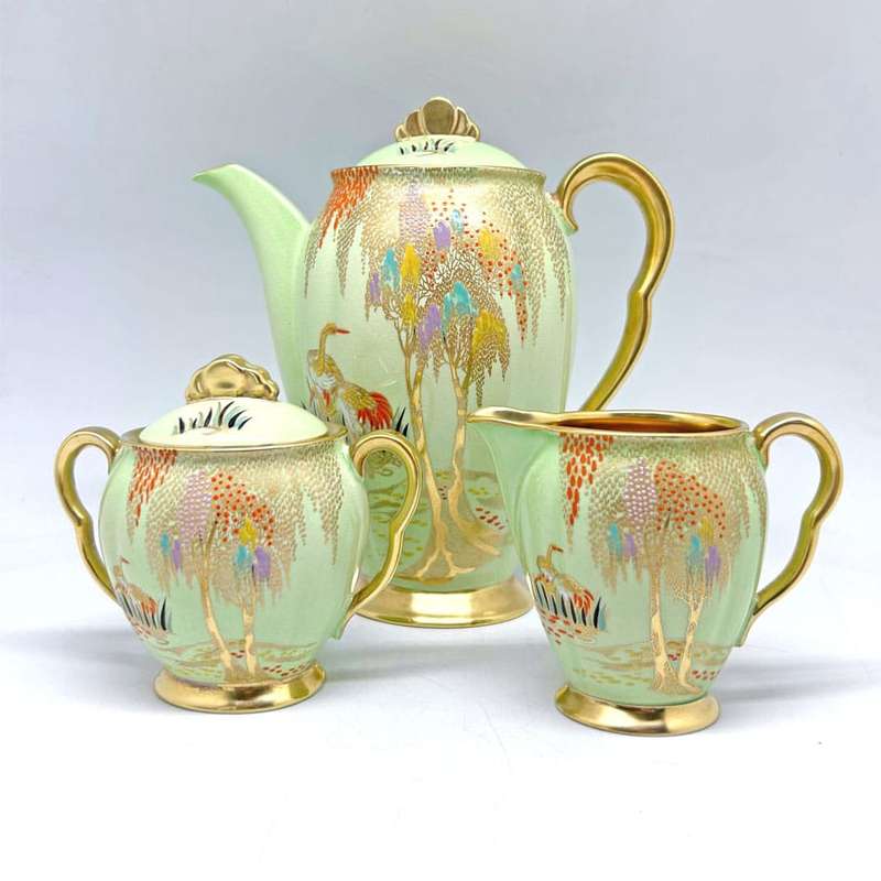Carlton Ware Verte Green New Stork Coffee Service
