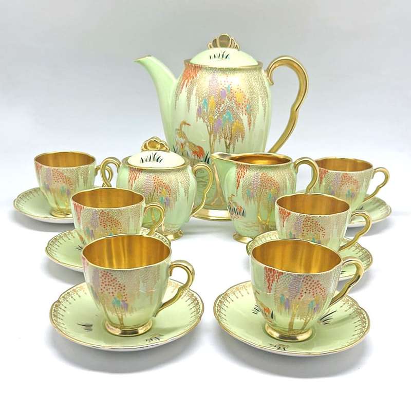 Carlton Ware Verte Green New Stork Coffee Service