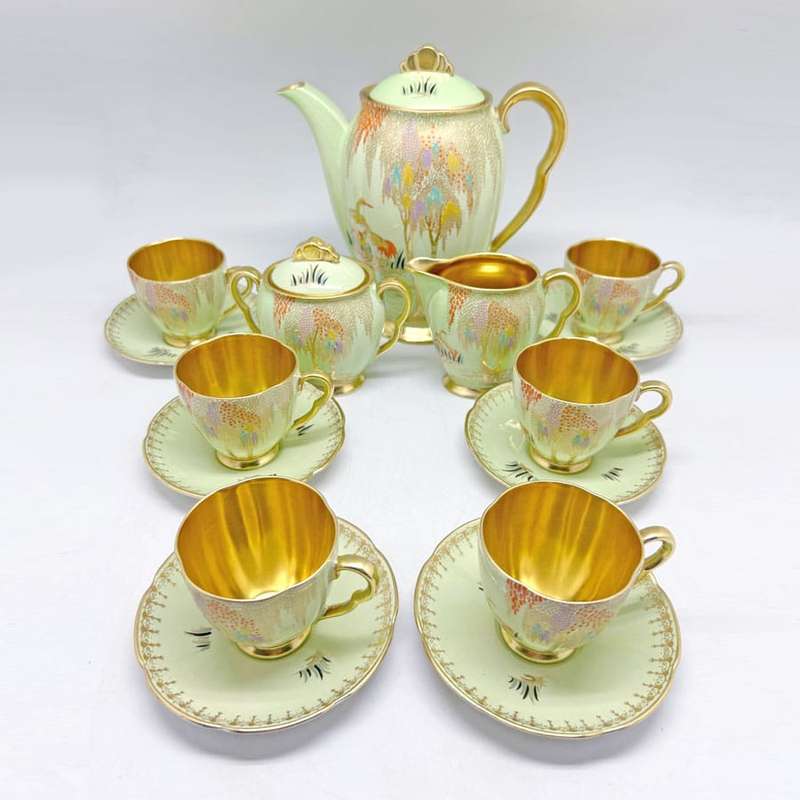 Carlton Ware Verte Green New Stork Coffee Service