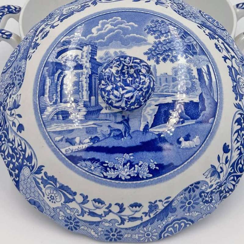 Copeland Spode Blue Italian Twin Handle Vegetable Bowl