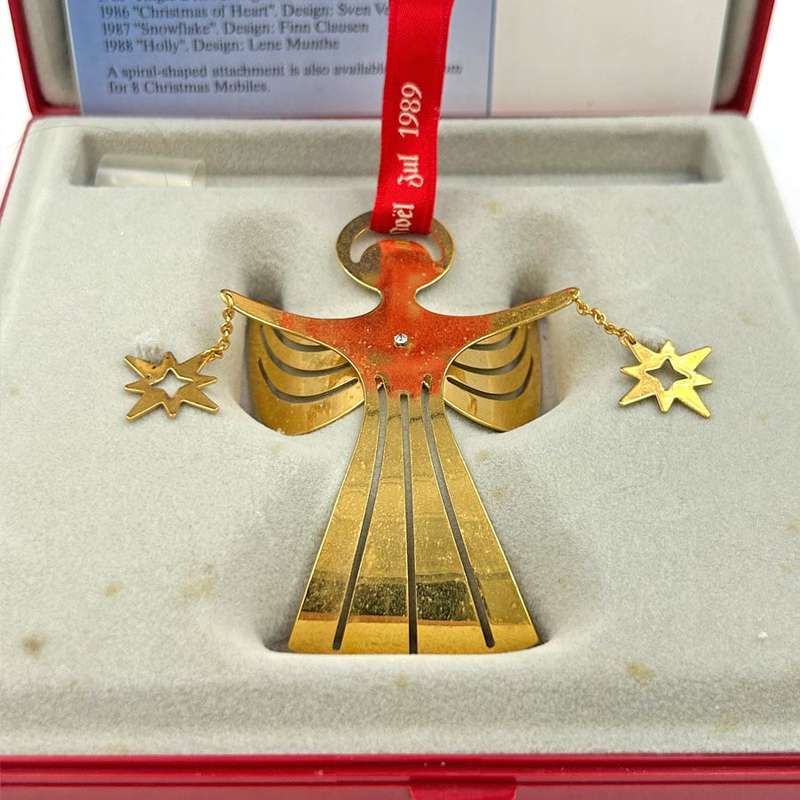 Georg Jensen Red Ribbon Angel Bright Tree Ornament 1989